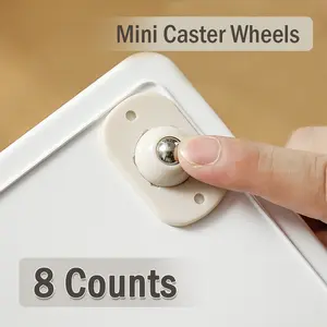 8 Counts Self Adhesive Mini Caster Wheels，360 Degree Rotation,durable,Strong Load Low Noise Self Caster Wheels