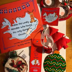 Kaleo the Reindeer Finds His Way Home for Christmas by Addy Holmes book and book kit