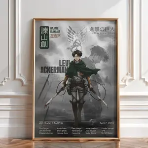 Levi Ackerman Attack on Titan Anime Manga Poster Art Print, Vintage Minimalist Japanese Wall Decor Artwork (Unframed, Print Only)