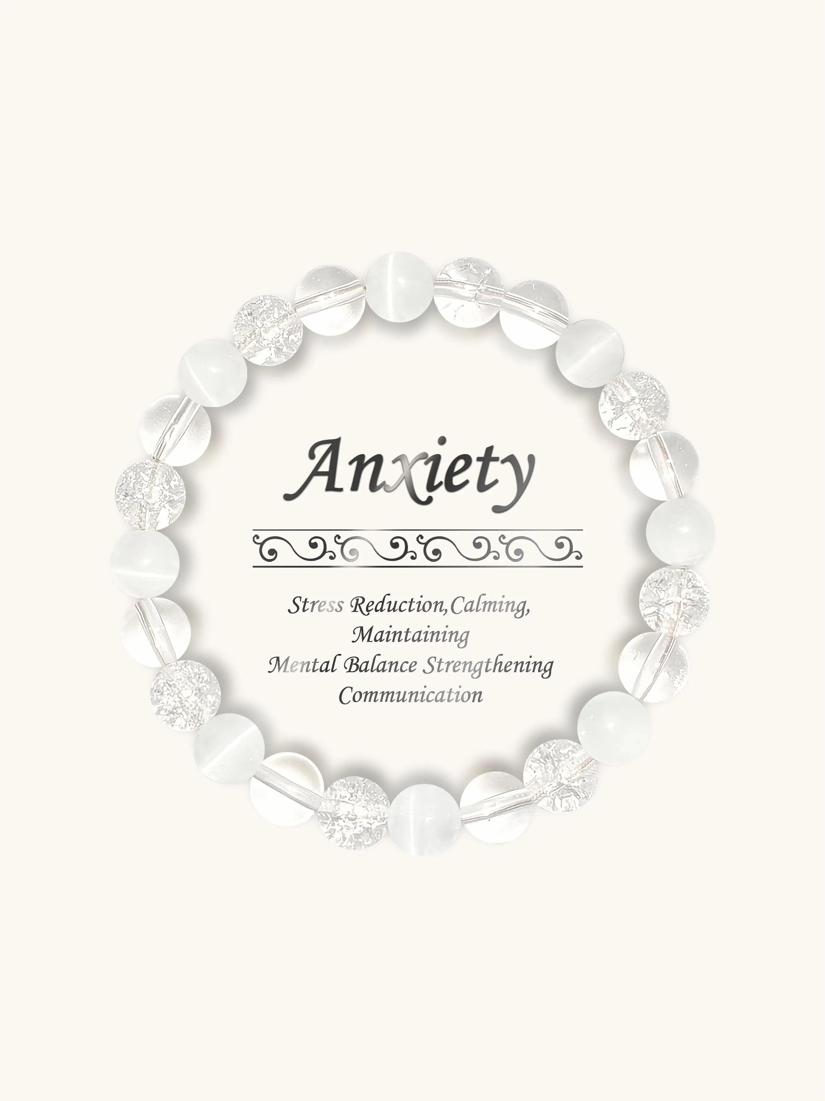 Anxiety Relief Healing Crystal Beaded Bracelet, Stress Reduction & Calming Crystal for Mental Balance, Stone for Clear Communication & Emotional Stability, Beads Bracelets, Dainty Crystal Bracelet, Healing Crystal Jewelry