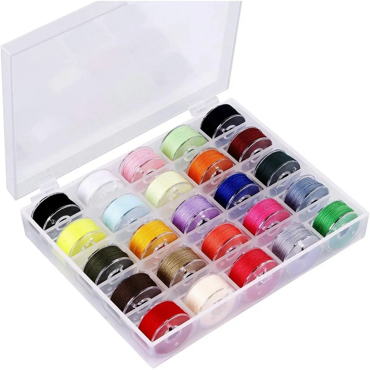 25 count Bobbins and Sewing Thread with Case, Pre- Bobbins Set for Hand and Machine Sewing Assorted Colors  Tools for DIY