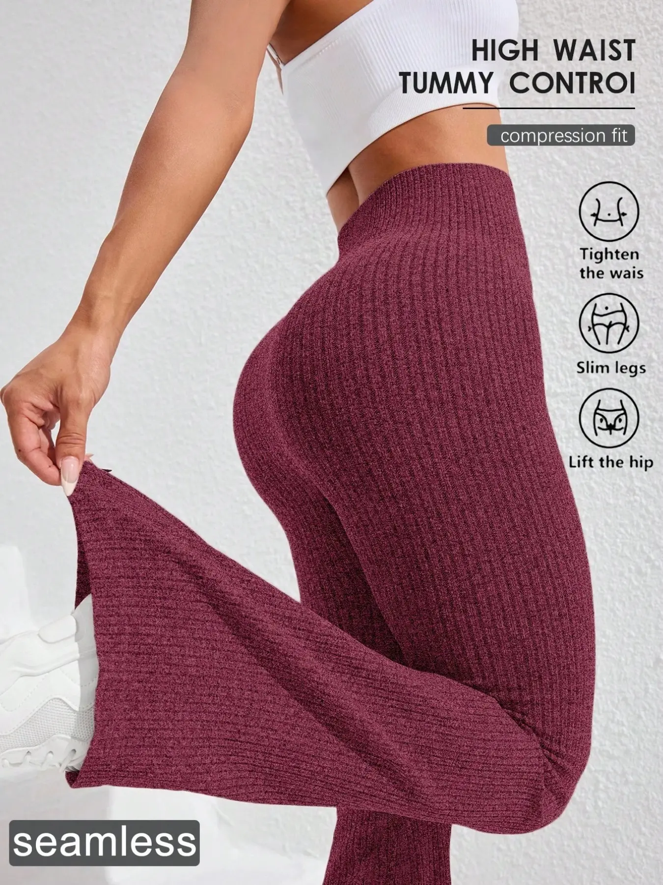 Ladies' seamless high-waisted yoga pants, Yoga Training Pants, Leggings Activewear, Fitness Clothes, Athletic Sportswear, sporty tight design, flared, comfortable fabric