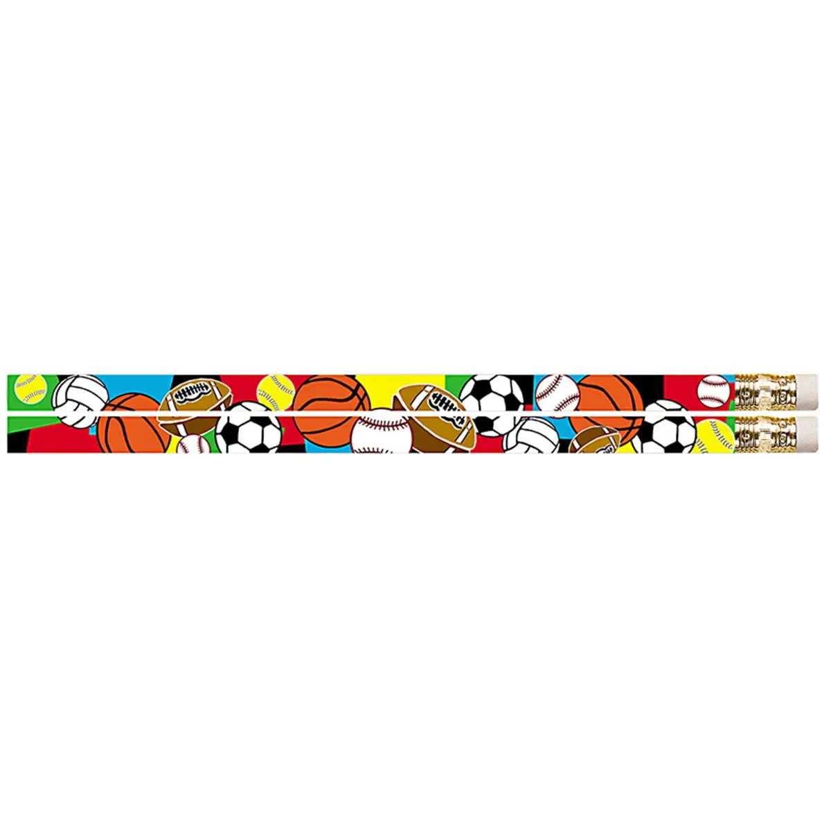 Musgrave Pencil Super Sports Motivational Fun Pencils - 12 Pack Writing Stationery, Round Wooden Quality #2 Core with Metal Ferrule, Functional for Office Workers