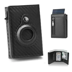 Mens Portable Smart Wallet with Zipper,Card Holder with RFID Blocking 6-9 Card Capacity ID Window Cash Slot,Minimalist Wallet for Men