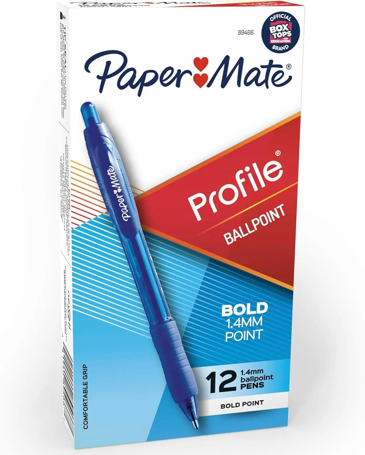 Paper Mate Profile Retractable Ballpoint Pens, Bold Point (1.4mm), Assorted Colors, 12 Count - Back to School, Office, Teacher Supplies