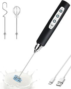 Handheld Milk Frother for Coffee, Rechargeable Electric Whisk with 3 Heads 3 Speeds Drink Mixer Foam Maker For Latte, Cappuccino, Hot Chocolate, Egg，Black Friday Online Event, Christmas Gifts