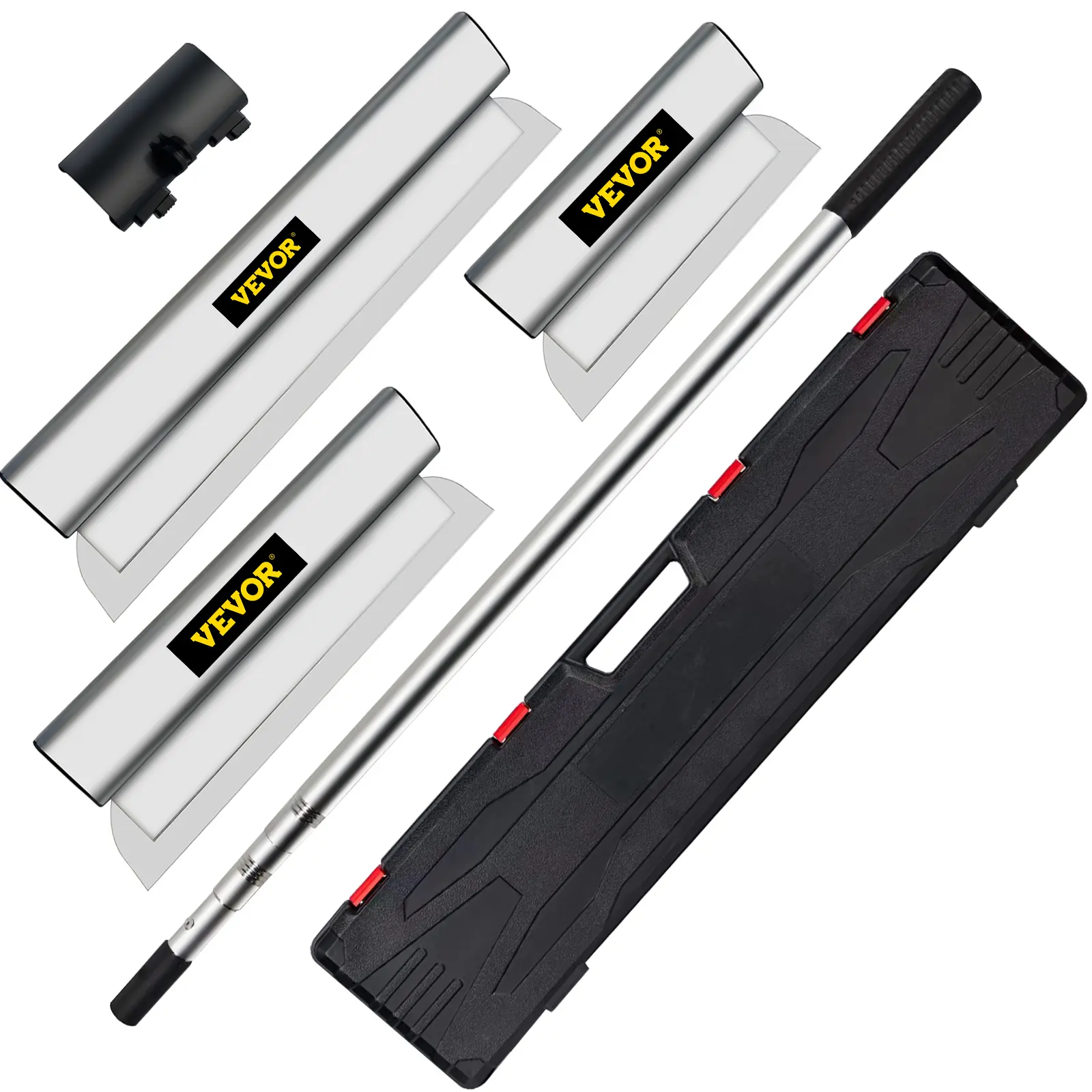 【summerfinds】VEVOR Skimming Blade Set,10\"+24\"+32\" Blades + 35\"-78\" Extension Handle，European Stainless Steel Construction Knife, Aluminum Blade Profile Smoothing Knockdown Spatula for Gyprock/Drywall/Wall-Boa