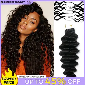 OQ HAIR Loose Deep Pre-Separated Feather Crochet 100% Human Hair Extensions for Miracle Knots Boho Braids 4 to 5 Bundles Recommended #DealsForYouDays