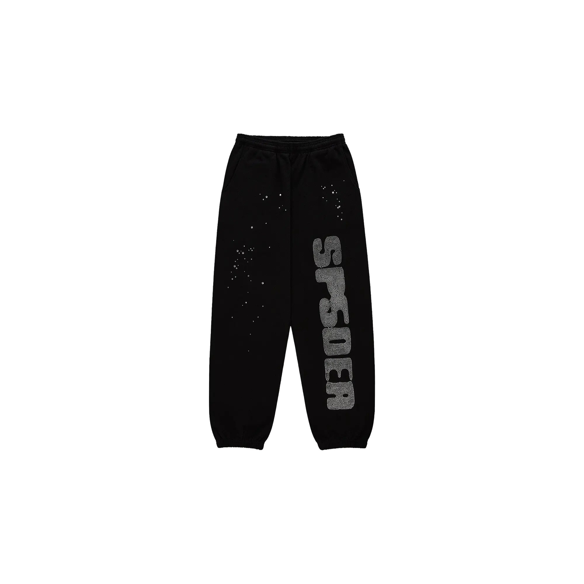 Rhinestone Silk Sweatpants "Black" SP5der541
