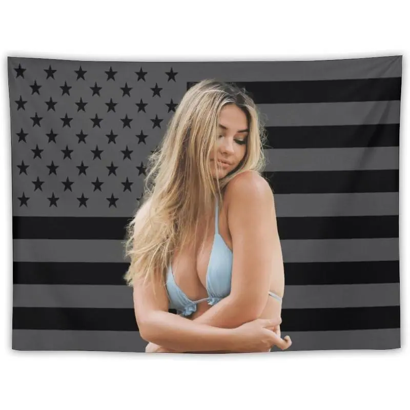 Madelyn Star Cline Printed Stars Polyester Pink American Flag Tapestry, 30"x40" Home Supplies Wall Decor, Indoor Wall Hanging for College Dorms, Beach & Bedroom Gift