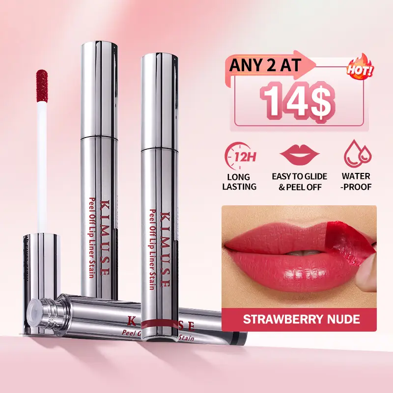 Kimuse Peel Off Lip Liner Stain Set - Stick Form Cosmetic, Highly Pigmented, Waterproof Long-Wear, Matte Finish Lip Outline & Peel Formula Product, Lip Stain