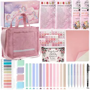 Study Journaling Kit with Bag for Women, Annotation Kit with Highlighters and Pens, Pencil Case,  Numbers, Notebook and , Christian Gifts for  Study (-M)