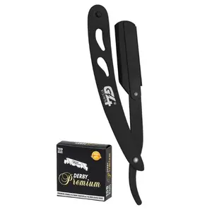 G4 Straight Edge Barber Shaving Razor Blade for Close Shaving Men Replaceable Blades (black)