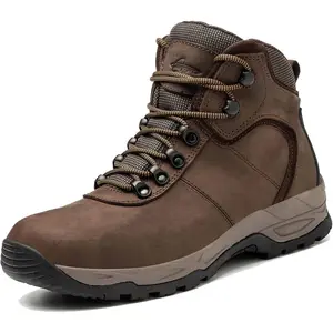 AZXPROT Waterproof Hiking Boots for Men, 6" Comfortable Soft Toe Shoes Mid Non Slip Hiking Shoes Outdoor Travel Shoes Leather Hiking Backpack Boots Work Tactical Lightweight