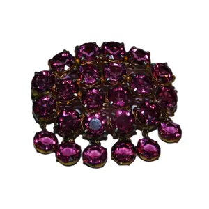 Rare Vintage 60's Pink Crystal Rhinestone Dangling Brooch Pin! Collectible GLITZ