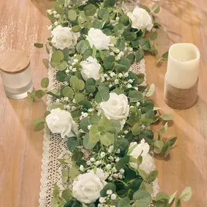 Artificial Rose Flower Vine, 1-Piece Faux Floral Garland for Romantic Wedding and Home Decor Accessory, Dining Table Centerpiece, Artificial Flower Arrangements, Fake Flowers