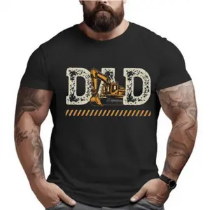 Construction Dad T-Shirt – Excavator Graphic with Bold DAD Lettering for Operators, Jobsite Wear & Blue Collar Lifestyle – Great Gift for Fathers