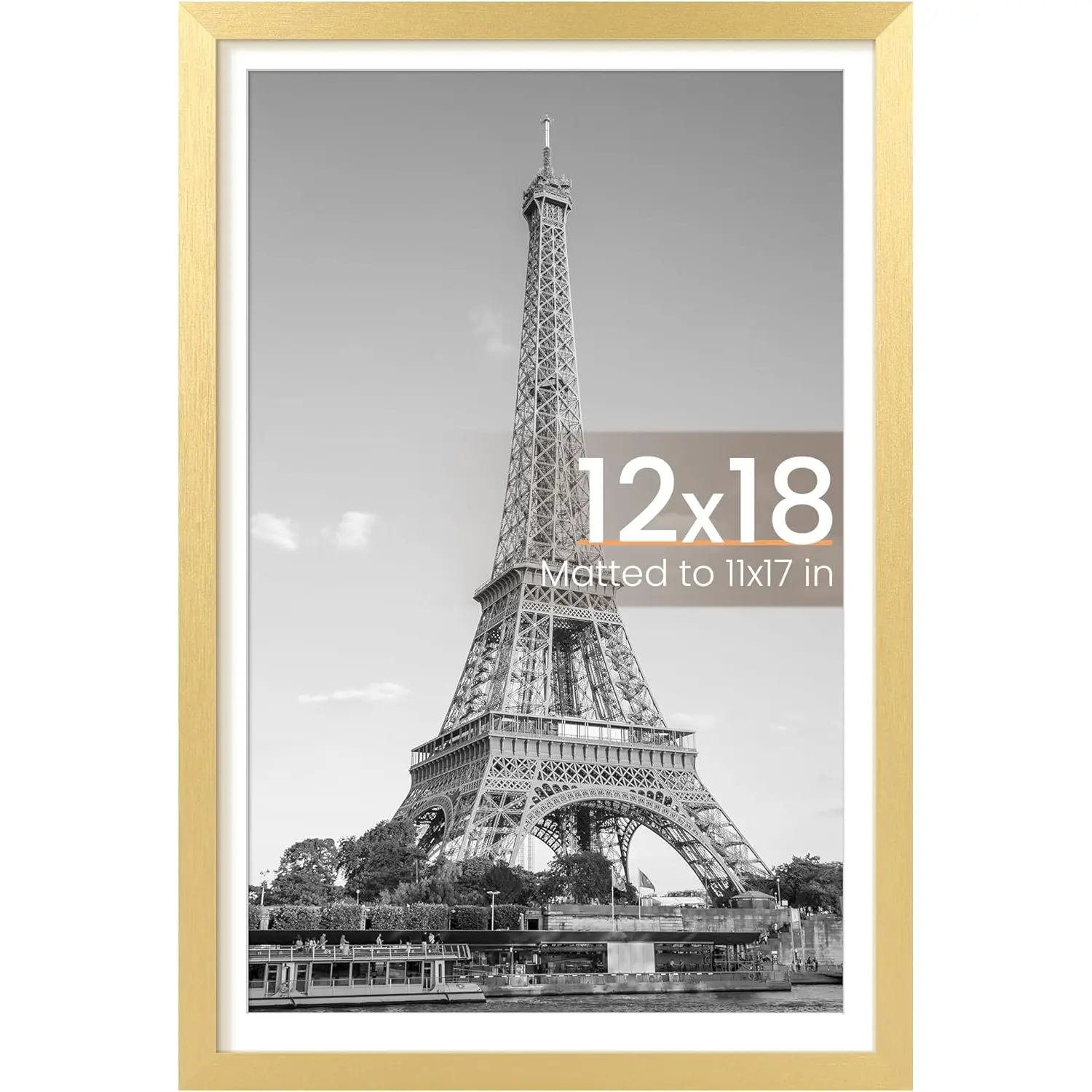 Upsimples 12X18 Picture Frame, Display Pictures 11X17 with Mat or 12 X 18 Without, Wall Hanging Poster Frames, Gold, 1 Pack upsimples