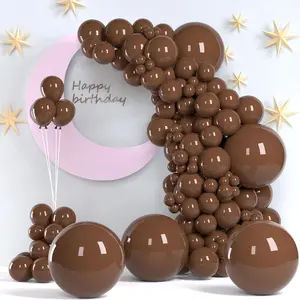 Dark Brown Balloons, 140 count 18 12 10 5 Inch Different Sizes Pack Party Latex Balloons for BOHO Birthday Halloween Holiday Balloon Garland as Party Decorations