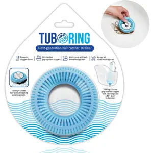 Hair Catcher for Shower Drain & Bathtub –  Pop-Up Drain Protector & Strainer, Reusable Silicone Stopper for Bathroom Clog Prevention, Fits 1.85"–2.16" Drains | Aqua
