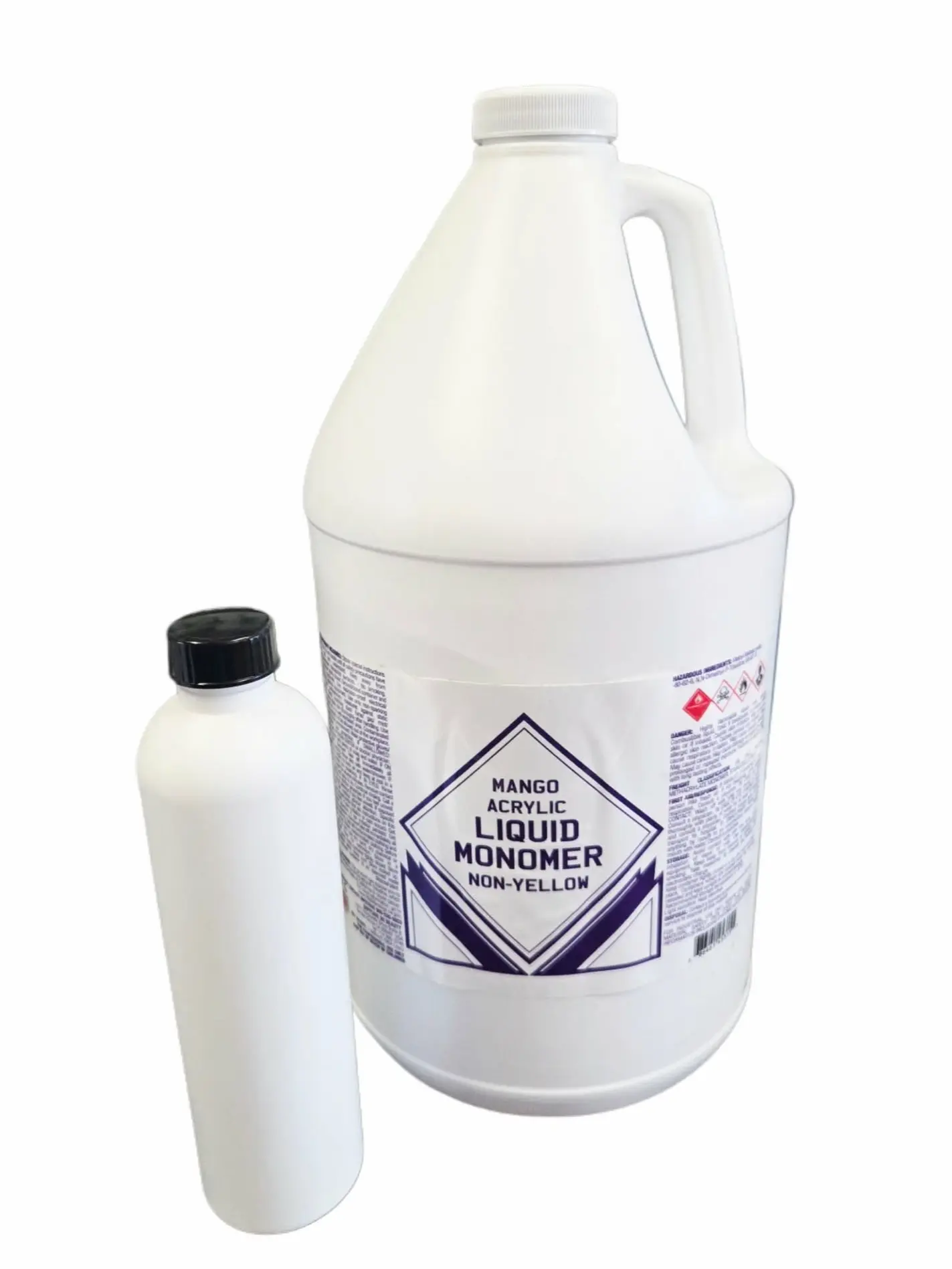 Monomer Nail Liquid Mango Aroma 128 Fl. Oz. FREE Empty Refill Bottle, 1 Gallon Non Yellow Purple Color for Nail Art Enthusiasts, Acrylic Liquid Monomer