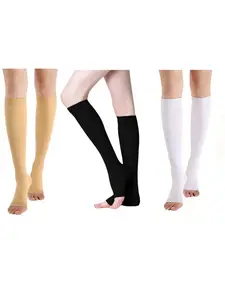 New Men Women Outdoor Sports Pressure Socks, Plain Color Running Elastic Toe-Exposed Compression Socks, Fitness Running Socks, Athletic Socks