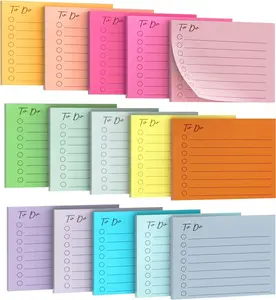 15 Pack Lined Sticky Notes, 3"x4", 750 Sheets, To-Do List Notepad, 15 Colors, Square Sticky Notes for Office, Meeting, School,