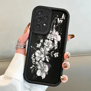 High-End White Floral Artistic Design Phone Case for Samsung Galaxy S26 S25 S24 S23 S22 S21 Fe Plus Ultra A13 A14 A15 A16 A17 A33 A34 A35 A36 A52 A53 A54 Note20, Shockproof, Durable, And Beautifully Stylish.