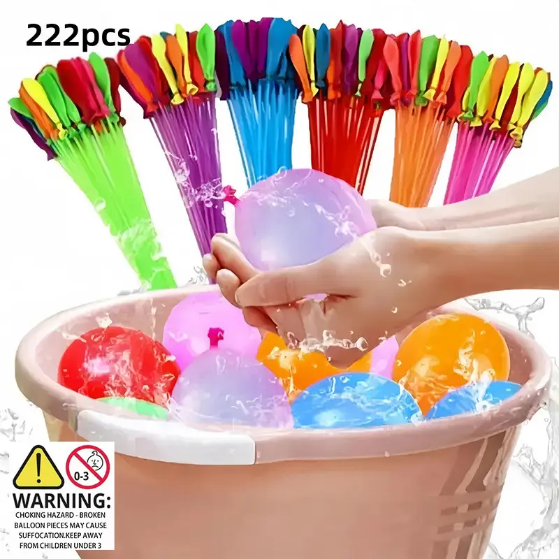 Colorful Water Balloon Set, 222PCS/Set, Rubber Material, Swimming Pool Party Supplies, Party Favors, Water Balloon Games, Water Playset
