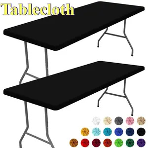 2 Piece Rectangular Tablecloth Set, Elastic Fit Fabric Tablecloth, Suitable for Foldable Tables, Washable Tablecloth, Perfect for Picnic Camping, Picnic Table Cover