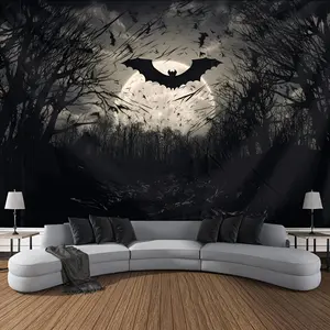Bat Tapestry Forest Bat Backdrop Halloween Theme Wall Hanging Photography Background Gothic Decor for Living Room Bedroom Indoor Outdoor Party Decoration