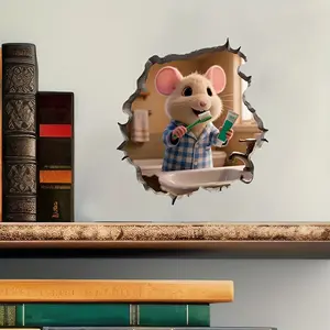 Creative Mouse Hole Wall Sticker, Waterproof Removable Self-Adhesive Decorative Decal for Bedroom, Living Room, Bathroom, Home Decoration