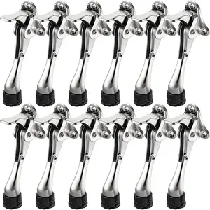 12 count Heavy Duty Door Stoppers 5.35 Inches Kickdown Adjustable Kick Down Door Stop for Bottom Easy Pedal with Rubber Tips Commercial()