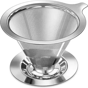 Pour Over Coffee Dripper, Slow Drip Paperless Coffee Filter, Pour Over Coffee Maker for 1-2Cups Brew, Double Mesh Design of Manual  Cone Filter