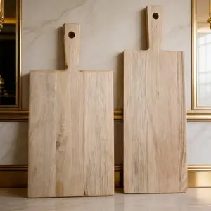 Wooden Chopping Board Tray with Handle, Includes Dish Brush and Cleaning Cloth, Kitchen Gadget for Cheese Bread Vegetables Fruits Picnic Bar Restaurant