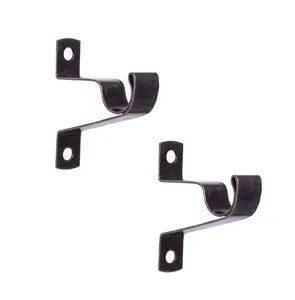 stays 7/16 in. Diameter Petite Café Metal Curtain Rod Mounting Brackets, Set of 2, Bronze Finish