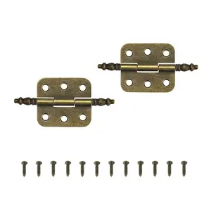 Vintage Patina Copper Color Hinges 2 Pack 71x35mm Mini Small Hinge Set with Screws for Jewelry Box Cabinet Drawer Wooden Furniture Decorative Hardware