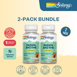 Solaray Papaya Enzyme Chewables 2-Pack — Daily Digestive Enzyme Routine — Bloating & Stomach Comfort Support (60-Day Supply)
