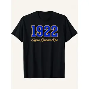 Sigma Gamma Rho Sorority T-Shirt for Men, Black Crew Neck Short Sleeve 100% Cotton Graphic Print T-Shirt Menswear Top