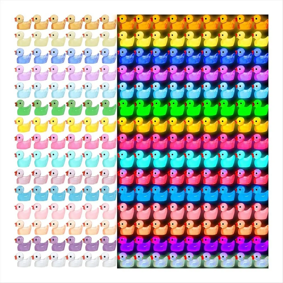 200 PCS Durable Luminous Mini Resin Ducks - Glow-in-the-Dark Miniature Duck Shape Ornaments for Home Garden Christmas Party DIY Decoration Craft Lawn, Craft Lovers