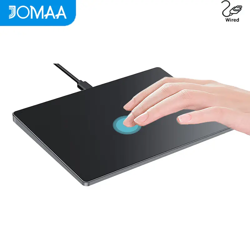 JOMAA USB Plug and Play Wired Touchpad with Multi-Gesture for Windows10/11, Ultra Slim Portable Aluminum Touchpad Mouse for Computer/Desktop/Laptop-Black/Silver