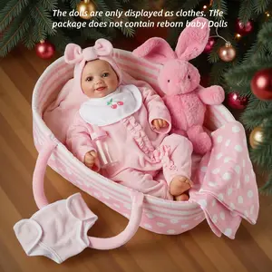 BABESIDE 8 Pcs Reborn Baby Doll Clothes with Bassinet for 17-22 Inch Baby Dolls, Baby Doll Accessories and Doll Clothes Outfit fit Newborn Baby Doll Girl, Babies Pretend Play Set (Not Doll)