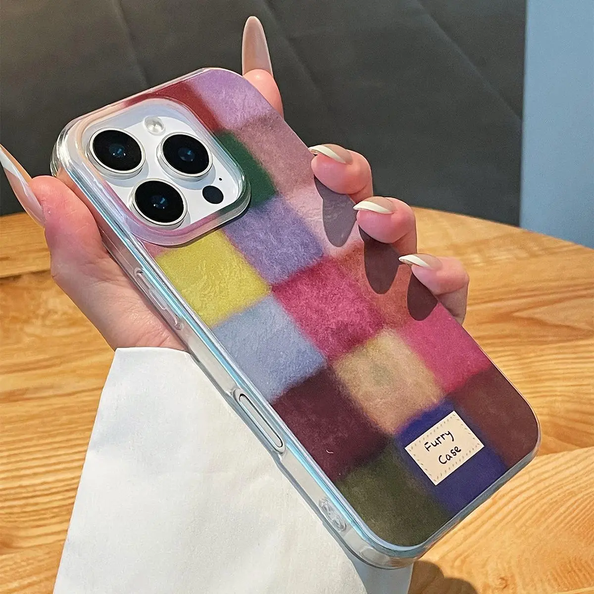 Colorful square phone case, Shockproof phone cover, simple, creative, suitable for 17ProMax/15Plus/14Pro Max/13Pro Max/12/11 series, anti drop, wear-resistant and anti fingerprint, great for family, friends, Christmas gifts