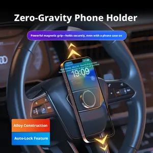 New Zero Gravity Car Phone Mount Stick on Aluminum Strong Magnetic Steering Wheel Phone Holder