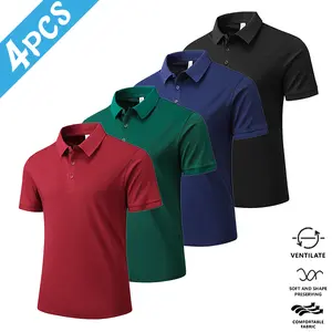 4-Pack breathable anti-wrinkle POLO shirt: slim-fit version + quick-drying fabric, suitable for daily/commuting/light sports multi-scene
