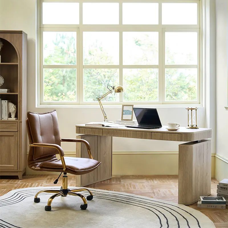 【Home Makeover】HULALA HOME Baggio Modern Electric Height Adjustable Desk with Storage, 3 Soft-Close Drawers, Dual Cabinets & Cable Management, Slatted Design Workstation for Home Office, Study Room, Professional Workspace