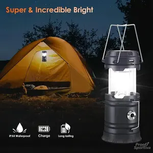 4-Pack Waterproof Solar USB Rechargeable LED Camping Lantern Flashlight Survival Kits for Indoor Outdoor Home Emergency Light Power Outages Hiking