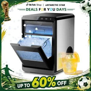 Antarctic Star Nugget Ice Maker, 10-15min quick make, 45Lbs/Day, Clear Visual double door, Self-Cleaning,24HTimer, Enhanced Insulation for various beverages/Fresh/Direct consumption,for Home/Office/Bar/Party Icemakermachine