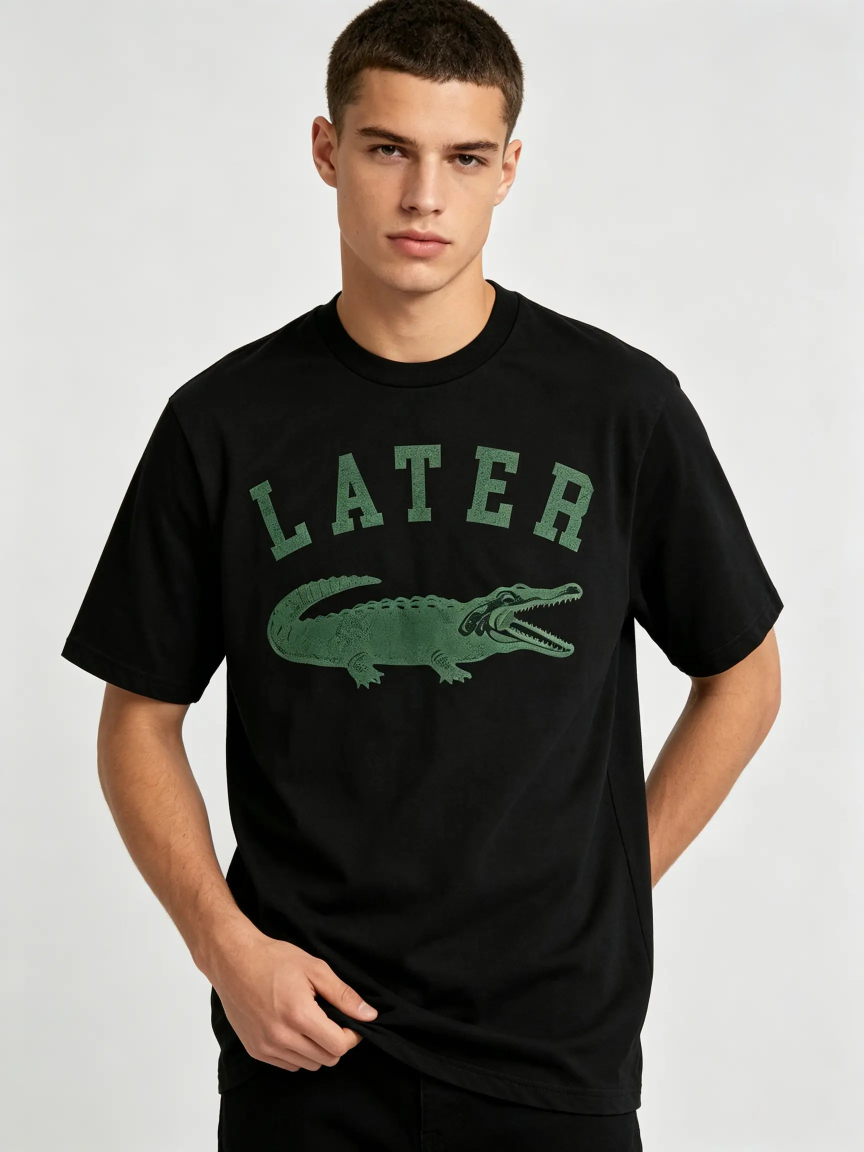 Mens Alligator T- Shirt Funny Gator Joke Saying Tee for Guys Mens Funny T Shirts Cool Vintage Fashion T-Shirt Gift Classic Menswear Sarcastic Apparel for Men Funny Animal Short Sleeve Novelty Tees for Guys black and white
