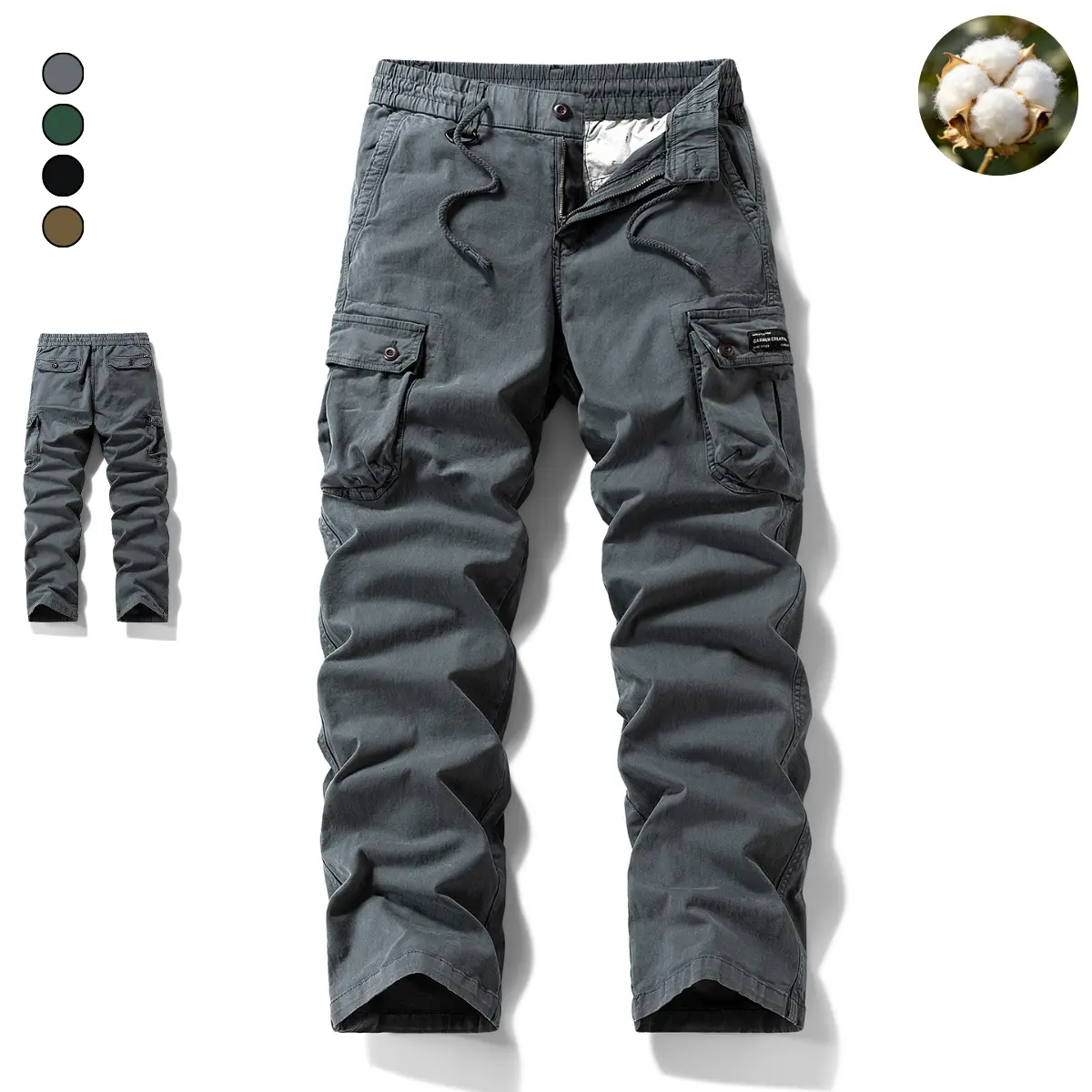 Men's Workwear-Style Pants, Classic Fashion Plain Stylish Simple Vintage Washed Straight-Leg Long Pants